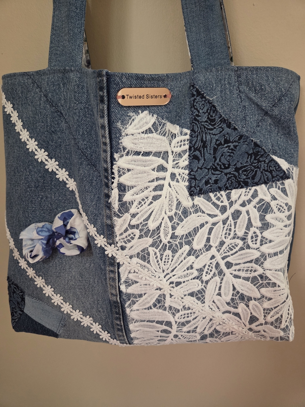 TWISTED SISTERS STITCHES ORIGINAL DENIM BAG